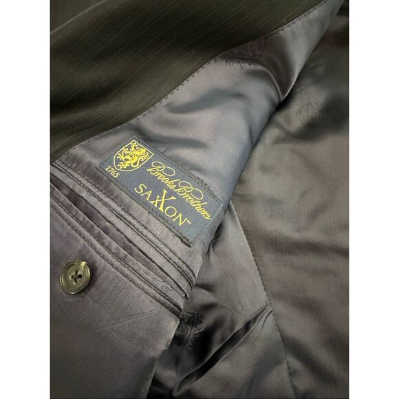 Brooks Brothers 1818 Madison Saxxon Navy Blue Pinstripe Suit Size 48R Pants W 43 - Picture 5 of 16